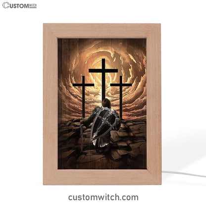The Old Rugged Cross Warrior Of God Knight Frame Lamp Art - Christian Art - Bible Verse Art - Religious Home Decor