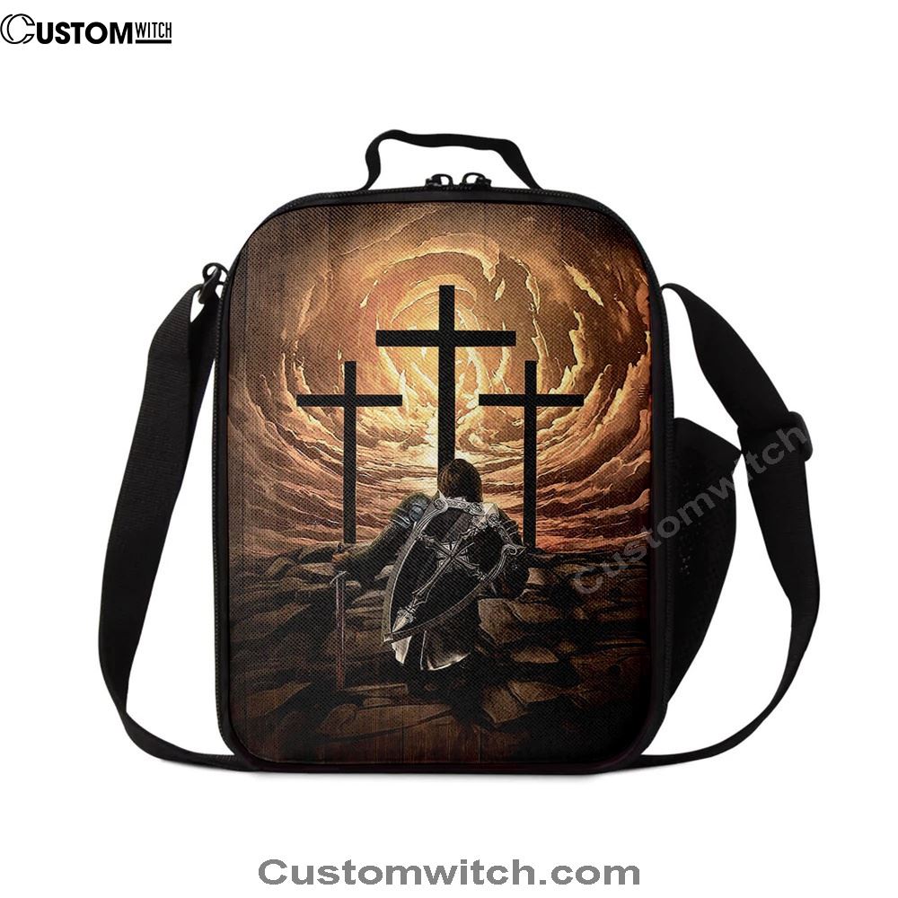 The Old Rugged Cross Warrior Of God Knight Lunch Bag For Men And Women, Spiritual Christian Lunch Box For School, Work