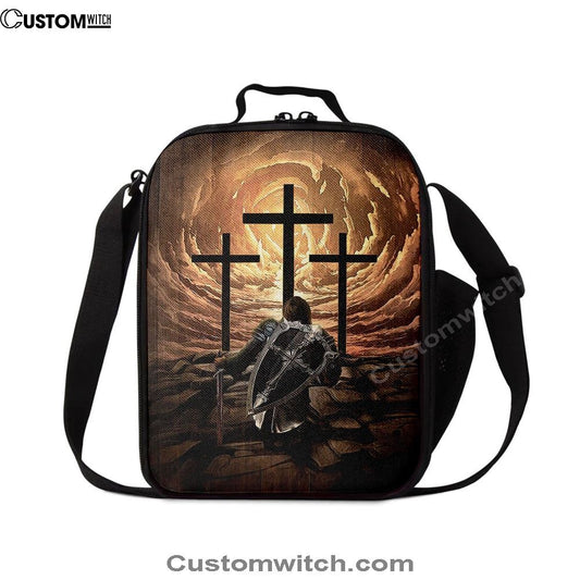 The Old Rugged Cross Warrior Of God Knight Lunch Bag For Men And Women, Spiritual Christian Lunch Box For School, Work