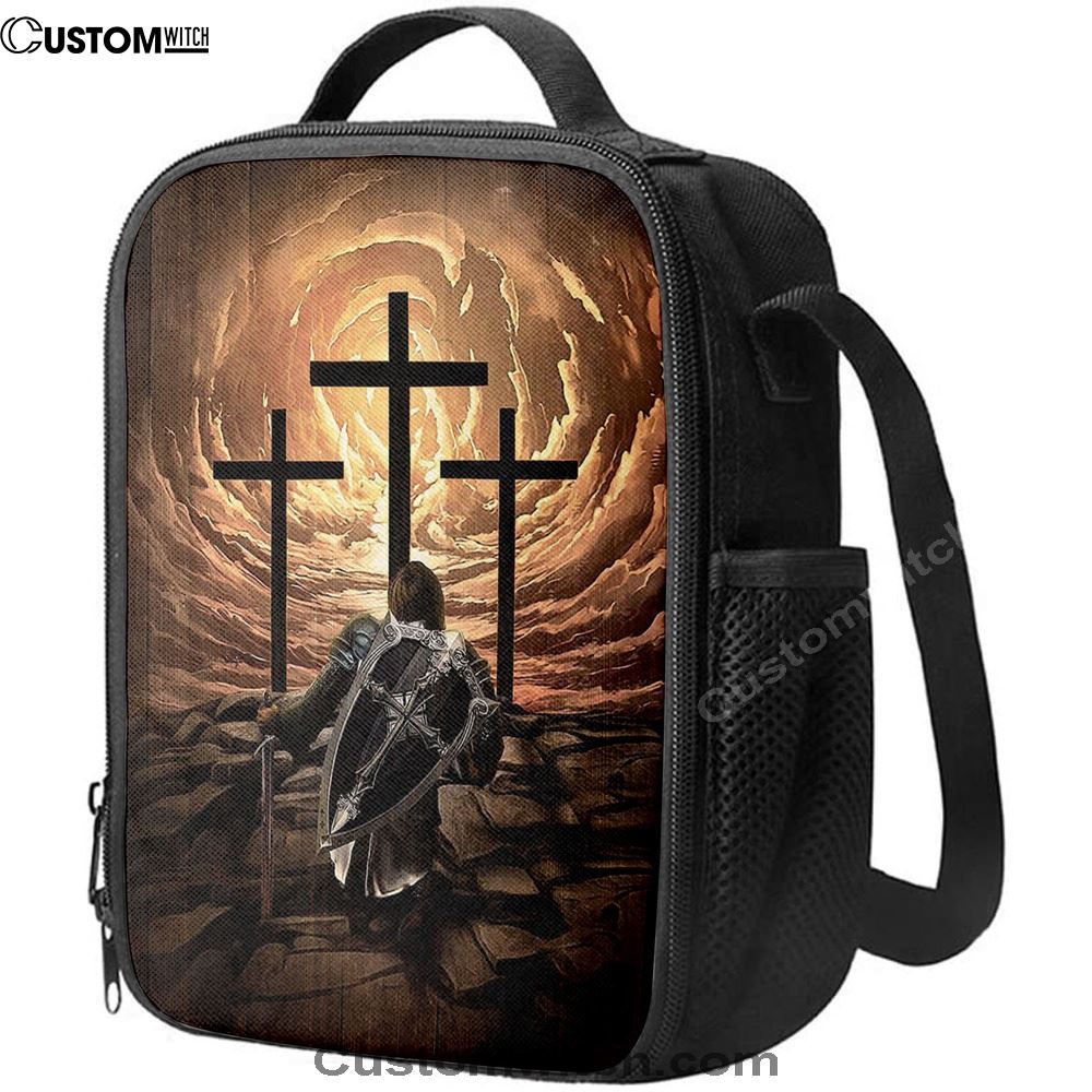The Old Rugged Cross Warrior Of God Knight Lunch Bag For Men And Women, Spiritual Christian Lunch Box For School, Work