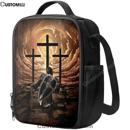 The Old Rugged Cross Warrior Of God Knight Lunch Bag For Men And Women, Spiritual Christian Lunch Box For School, Work