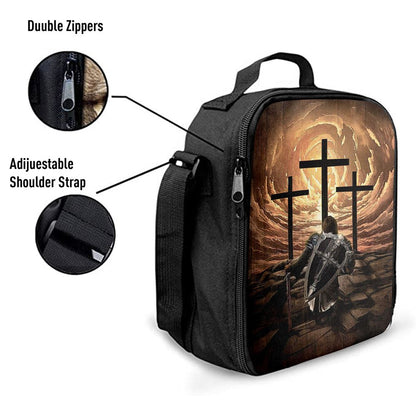 The Old Rugged Cross Warrior Of God Knight Lunch Bag For Men And Women, Spiritual Christian Lunch Box For School, Work