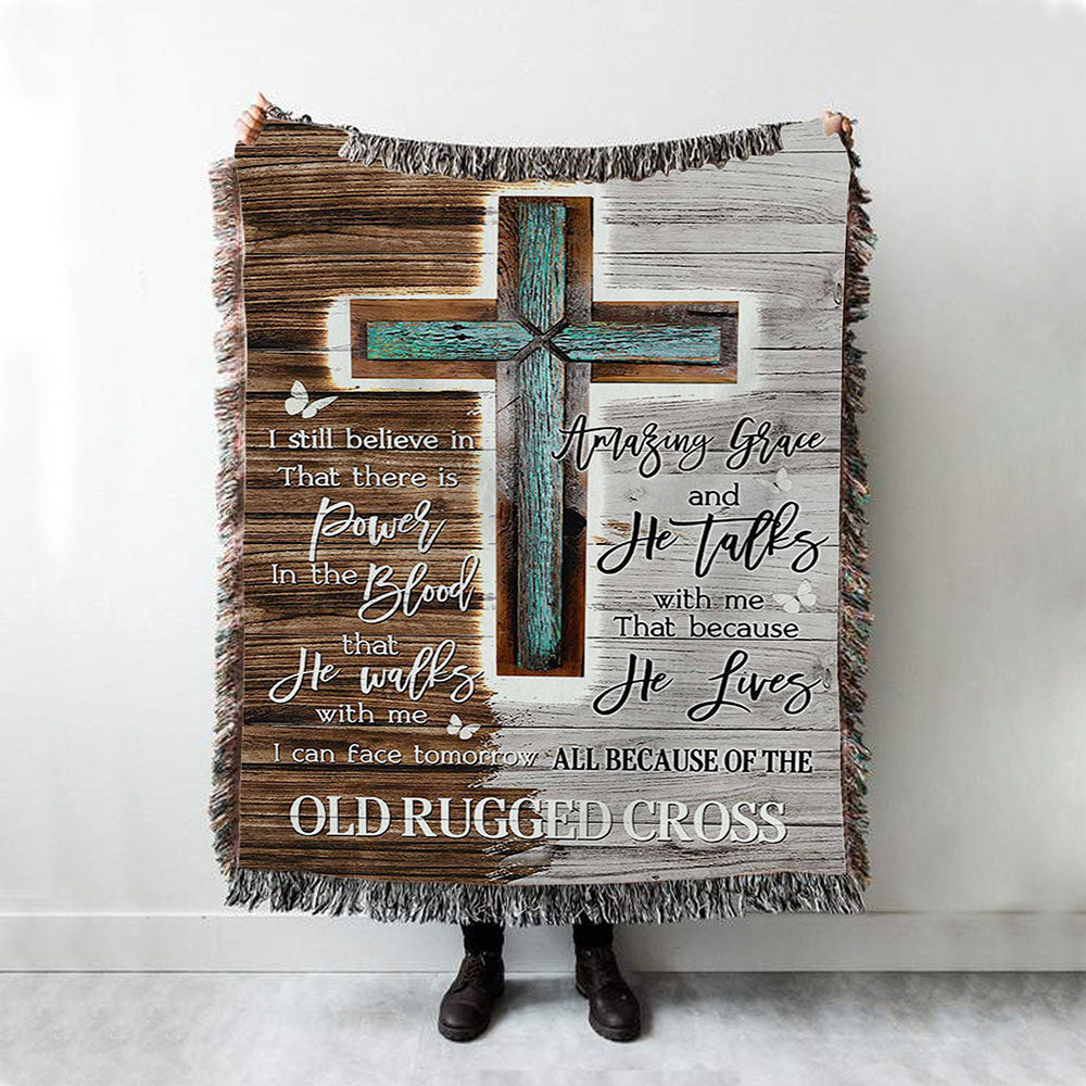 The Old Rugged Cross Woven Blanket Art - Christian Art - Bible Verse Throw Blanket - Religious Home Decor