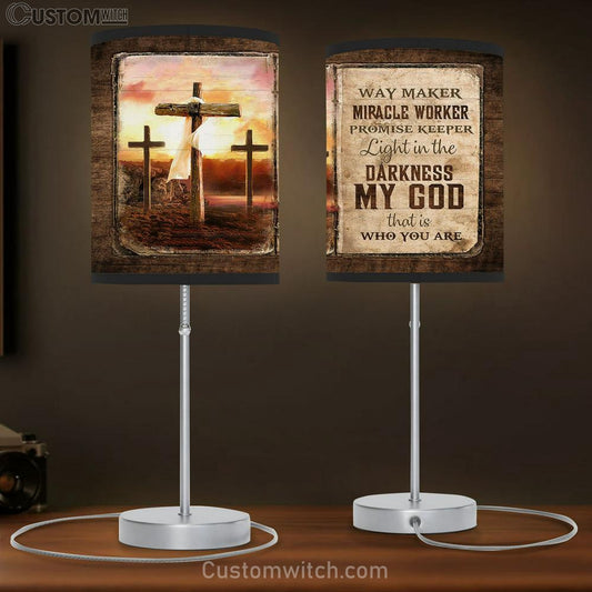 The Old Rugged Crosses Sunset My God Is The Light In The Darkness Table Lamb Art - Bible Verse Lamb Gift - Christian Bedroom Decor