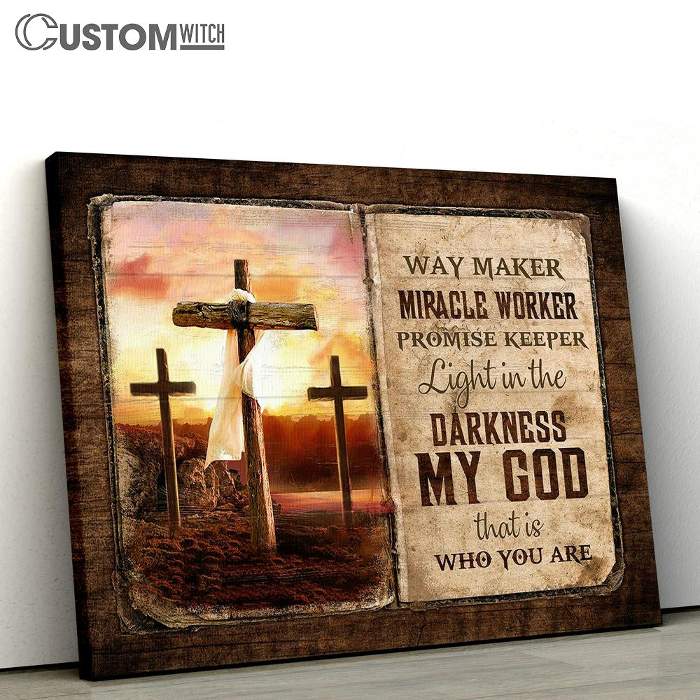 The Old Rugged Crosses Sunset My God Is The Light In The Darkness Canvas Art - Bible Verse Wall Art - Wall Decor Christian