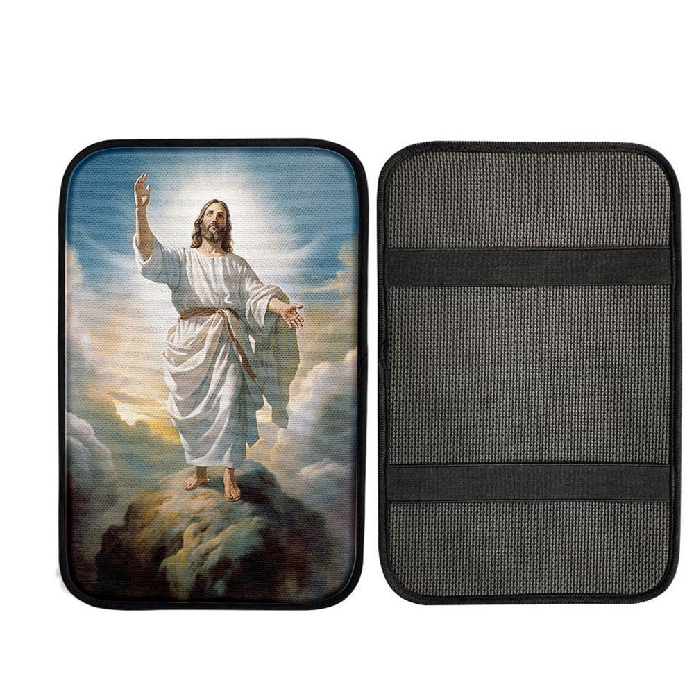 The Picture Of Jesus Creation Car Center Console Cover, Bible Verse Car Interior Accessories