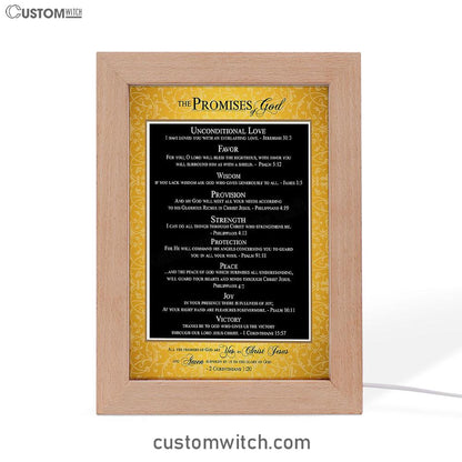 The Promises Of God Frame Lamp Art - 2 Corinthians 1 20 - Christian Night Light Decor