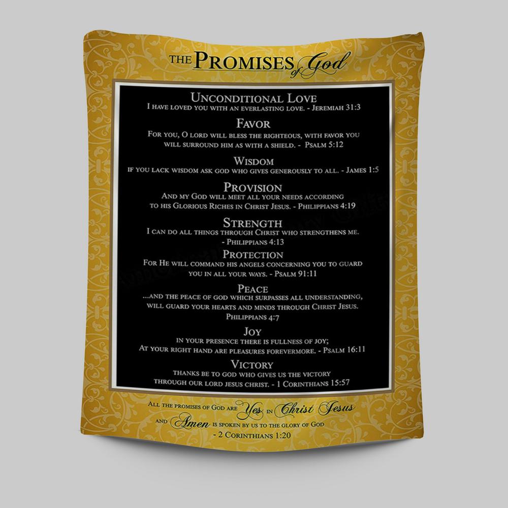 The Promises Of God Tapestry Wall Art - 2 Corinthians 1 20 - Christian Tapestries Wall Art Decor