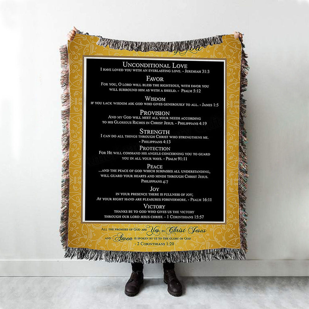 The Promises Of God Woven Throw Blanket - 2 Corinthians 1 20 - Christian Woven Throw Blanket Decor