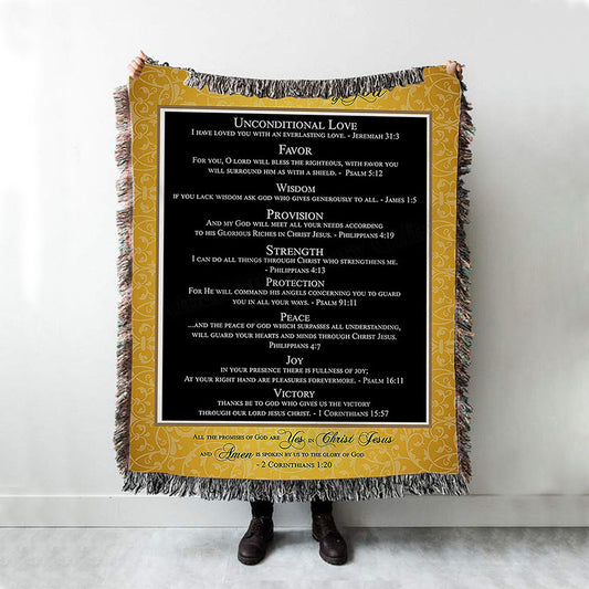 The Promises Of God Woven Throw Blanket - 2 Corinthians 1 20 - Christian Woven Throw Blanket Decor