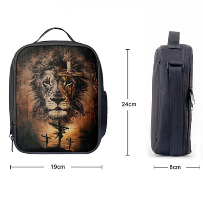 The Rugged Cross And Amazing Lion Lunch Bag For Men And Women, Spiritual Christian Lunch Box For School, Work