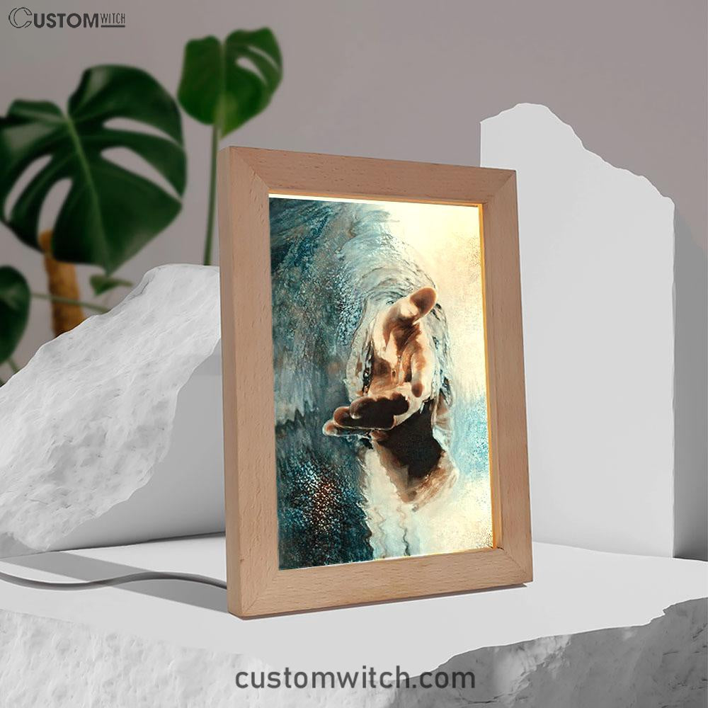 The Saving Hand Of God Frame Lamp Prints - Christian Decor - Bible Verse Wooden Lamp