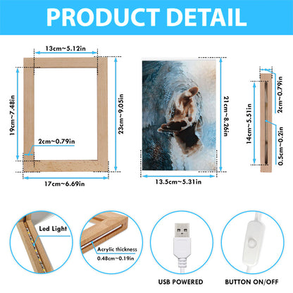 The Saving Hand Of God Frame Lamp Prints - Christian Decor - Bible Verse Wooden Lamp