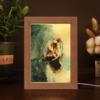 The Saving Hand Of God Frame Lamp Prints - Christian Decor - Bible Verse Wooden Lamp