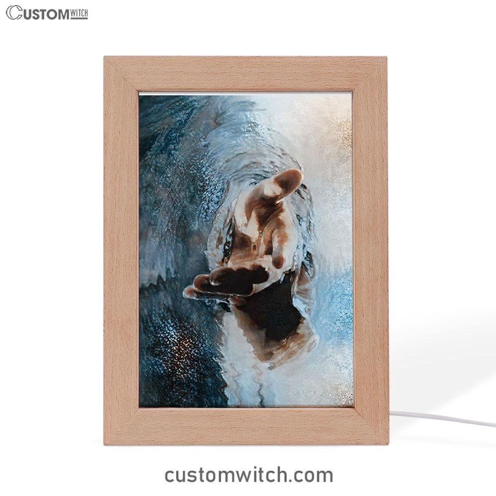 The Saving Hand Of God Frame Lamp Prints - Christian Decor - Bible Verse Wooden Lamp