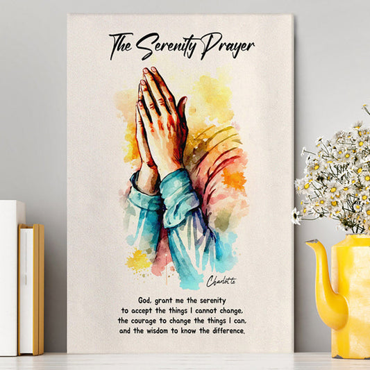 The Serenity Prayer Praying Hands Personalized Canvas Wall Art - Christian Canvas Prints - Bible Verse Gift For Women Of God