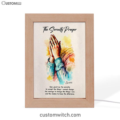 The Serenity Prayer Praying Hands Personalized Frame Lamp Art - Christian Night Light - Bible Verse Gift For Women Of God