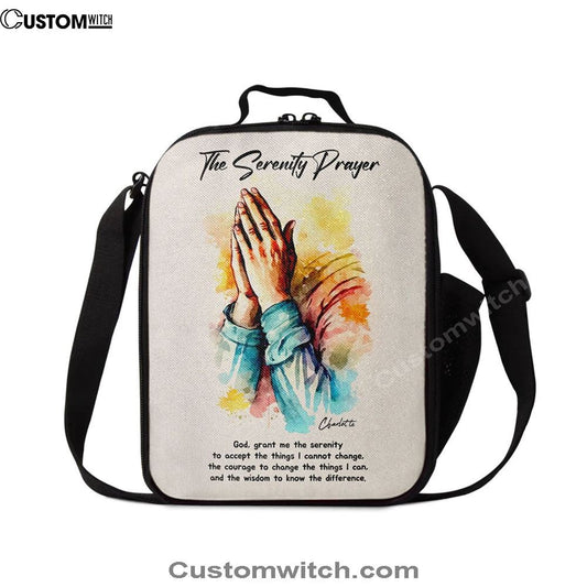 The Serenity Prayer Praying Hands Personalized Lunch Bag For Men And Women - Bible Verse Gift For Women Of God, Christian Lunch Box For School, Work