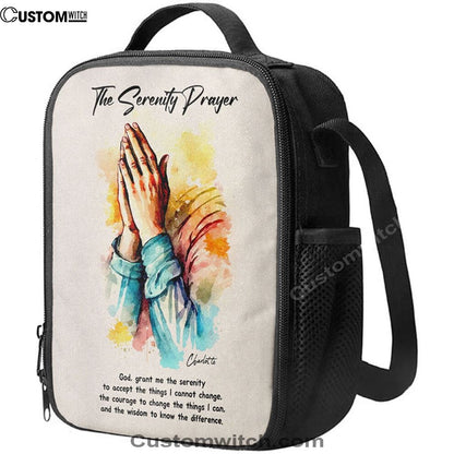 The Serenity Prayer Praying Hands Personalized Lunch Bag For Men And Women - Bible Verse Gift For Women Of God, Christian Lunch Box For School, Work