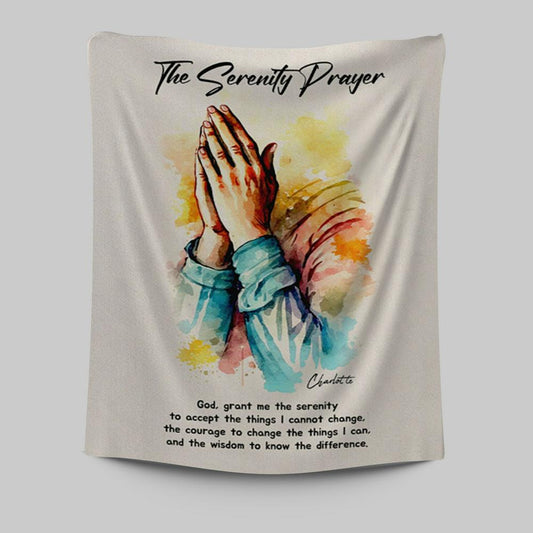 The Serenity Prayer Praying Hands Personalized Tapestry Wall Art - Christian Tapestries Prints - Bible Verse Gift For Women Of God