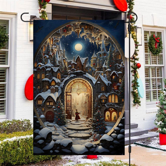 The Snowy Castle Of Magic Scenes Flag, Christmas Garden Flag, Home Decor Accessories, Christmas Outdoor Decor Ideas