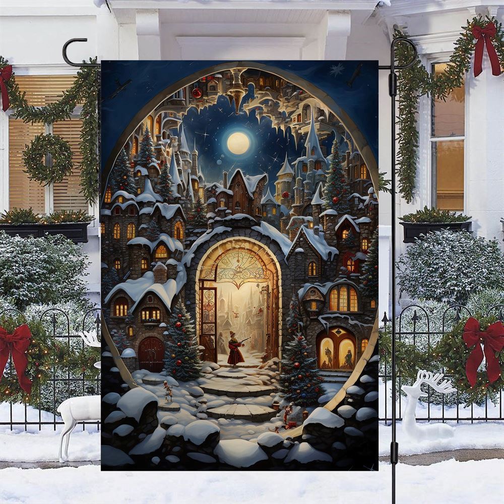 The Snowy Castle Of Magic Scenes Flag, Christmas Garden Flag, Home Decor Accessories, Christmas Outdoor Decor Ideas