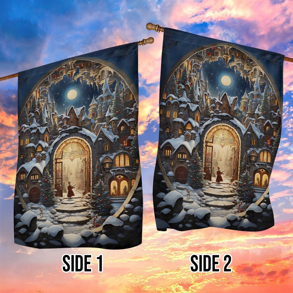 The Snowy Castle Of Magic Scenes Flag, Christmas Garden Flag, Home Decor Accessories, Christmas Outdoor Decor Ideas