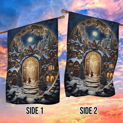 The Snowy Castle Of Magic Scenes Flag, Christmas Garden Flag, Home Decor Accessories, Christmas Outdoor Decor Ideas