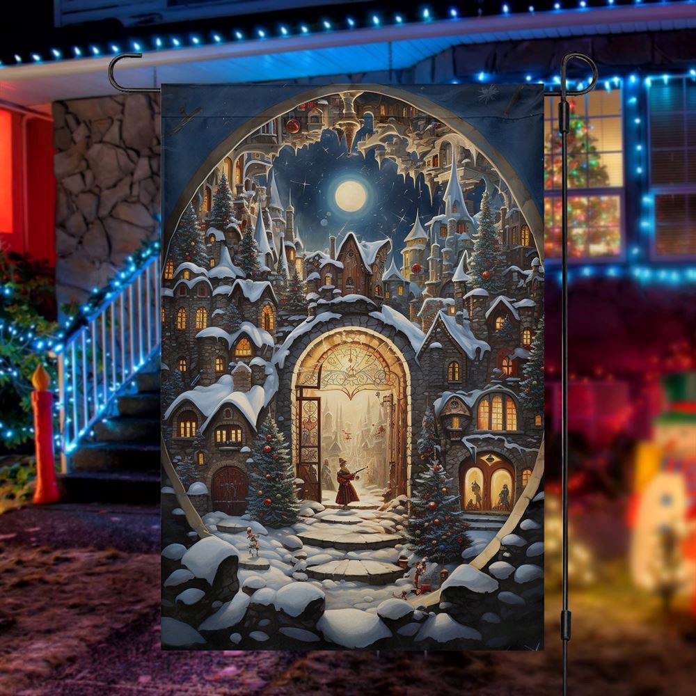 The Snowy Castle Of Magic Scenes Flag, Christmas Garden Flag, Home Decor Accessories, Christmas Outdoor Decor Ideas