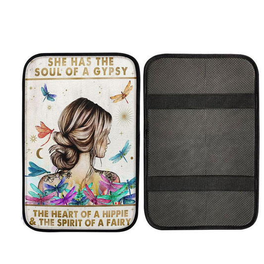 The Soul Of A Gypsy - Boho Positive Inspirational Quotes Car Armrest Pad - Encouragement Gifts For Women Christ