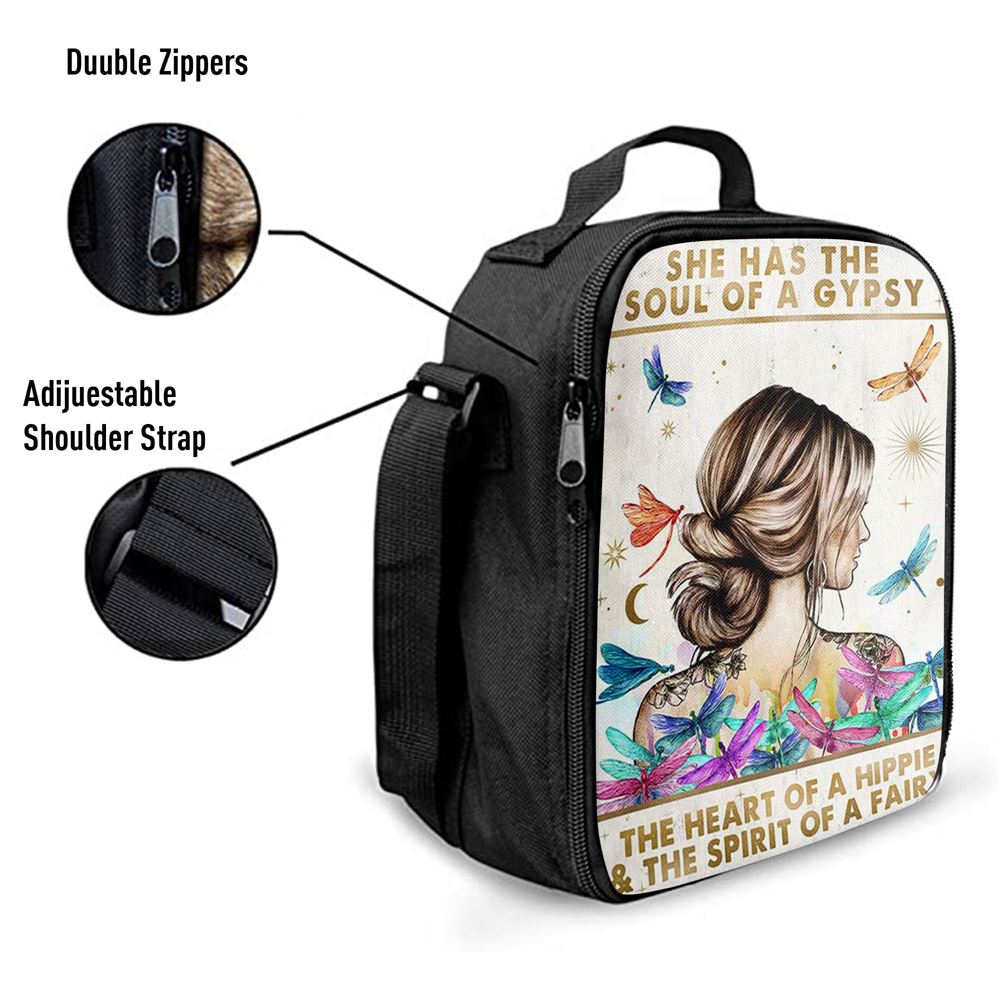 The Soul Of A Gypsy - Boho Positive Inspirational Quotes Lunch Bag For Men And Women - Encouragement Gifts For Women