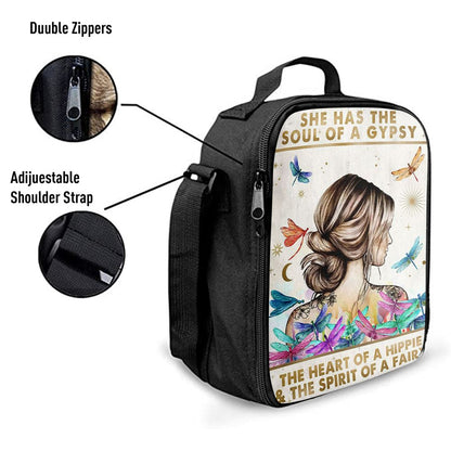 The Soul Of A Gypsy - Boho Positive Inspirational Quotes Lunch Bag For Men And Women - Encouragement Gifts For Women