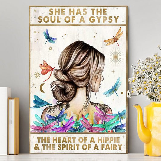 The Soul Of A Gypsy - Boho Positive Inspirational Quotes Wall Decor - Encouragement Gifts For Women