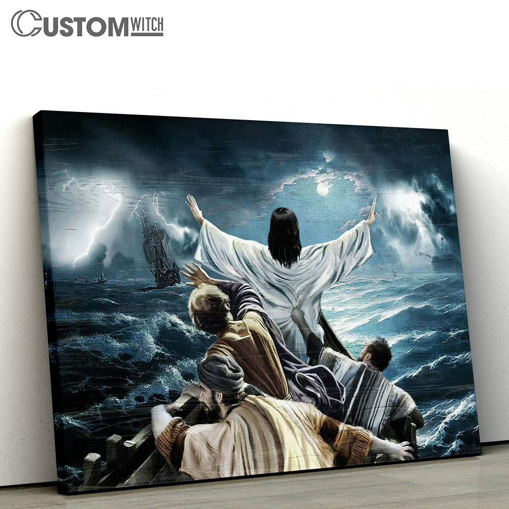 The Storm On The Sea Jesus Saved Us Canvas Art - Bible Verse Wall Art - Wall Decor Christian