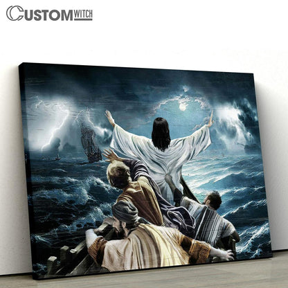 The Storm On The Sea Jesus Saved Us Canvas Art - Bible Verse Wall Art - Wall Decor Christian