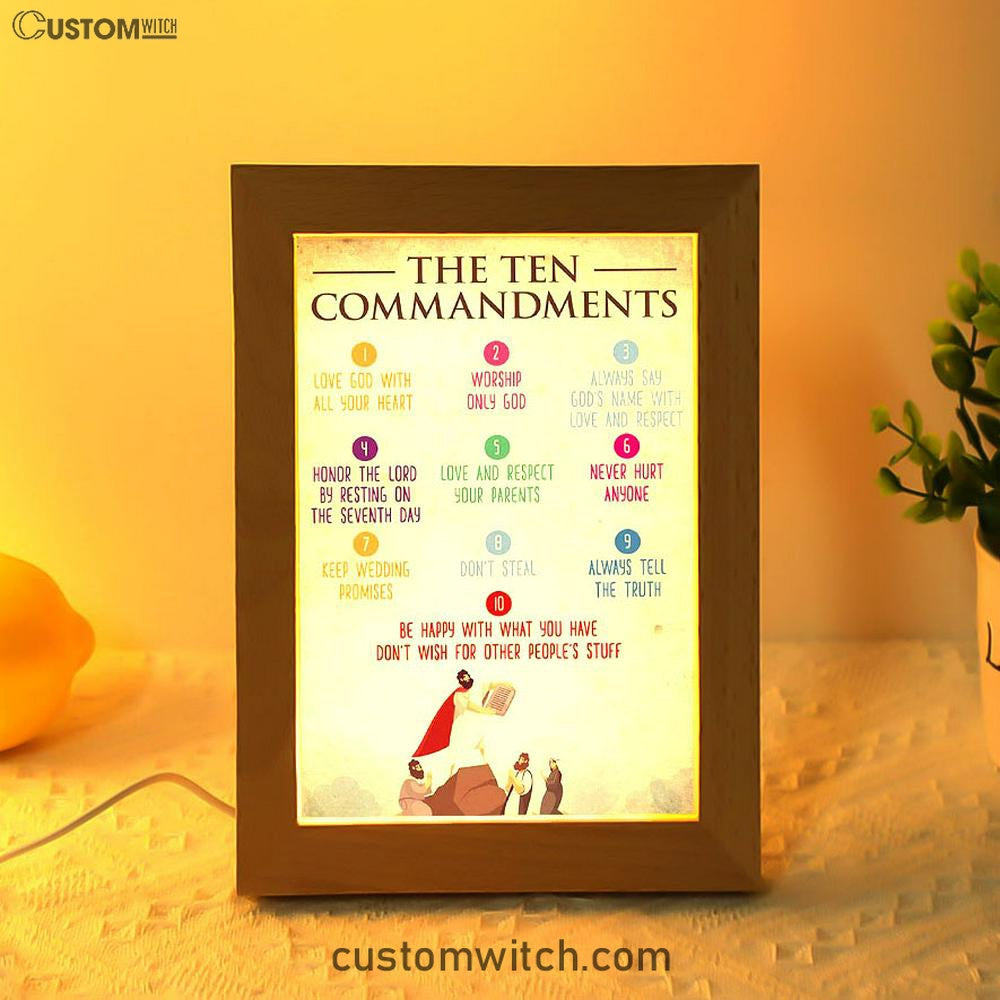 The Ten Commandment Frame Lamp Art - Christian Night Light Decor