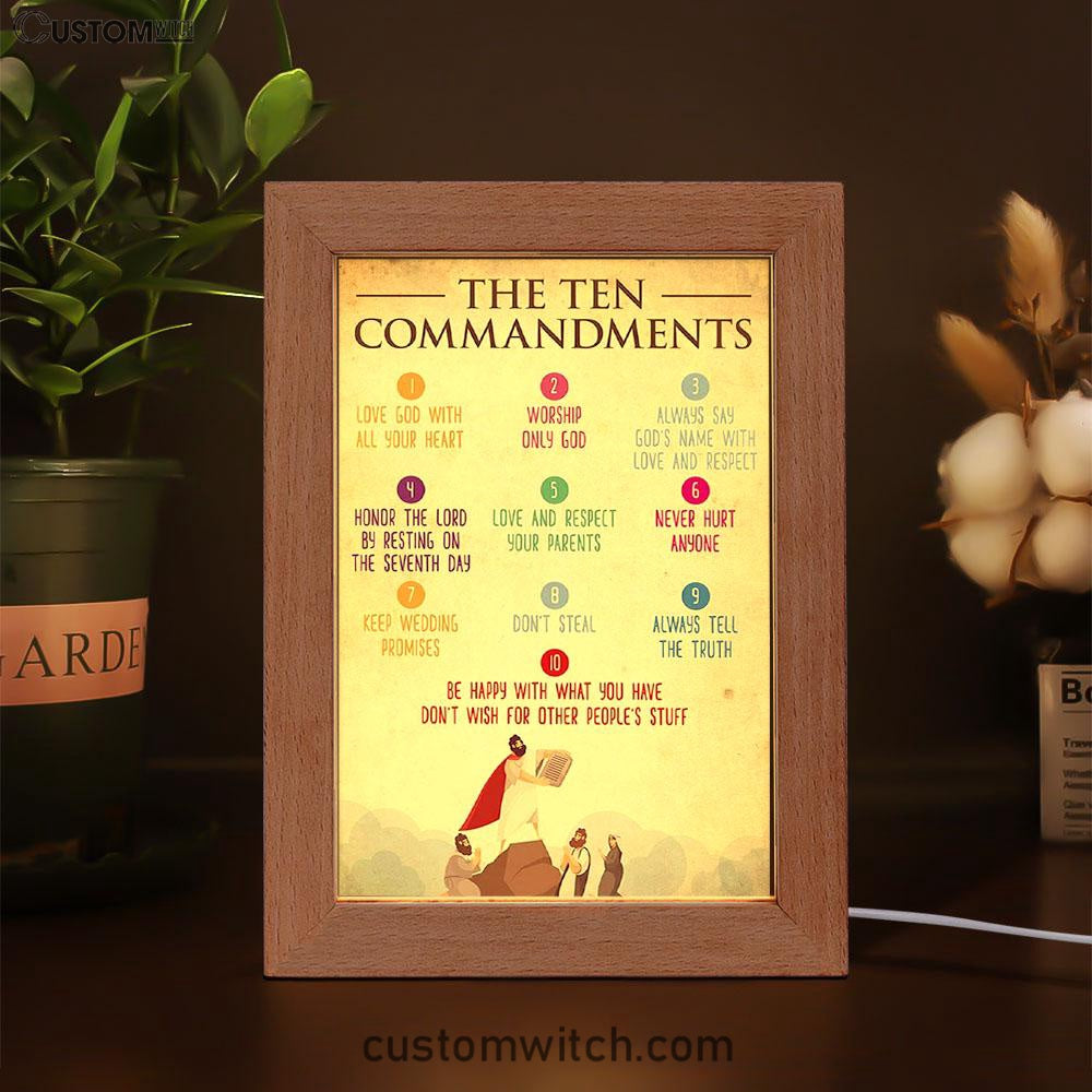 The Ten Commandment Frame Lamp Art - Christian Night Light Decor
