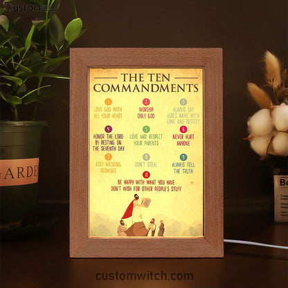The Ten Commandment Frame Lamp Art - Christian Night Light Decor