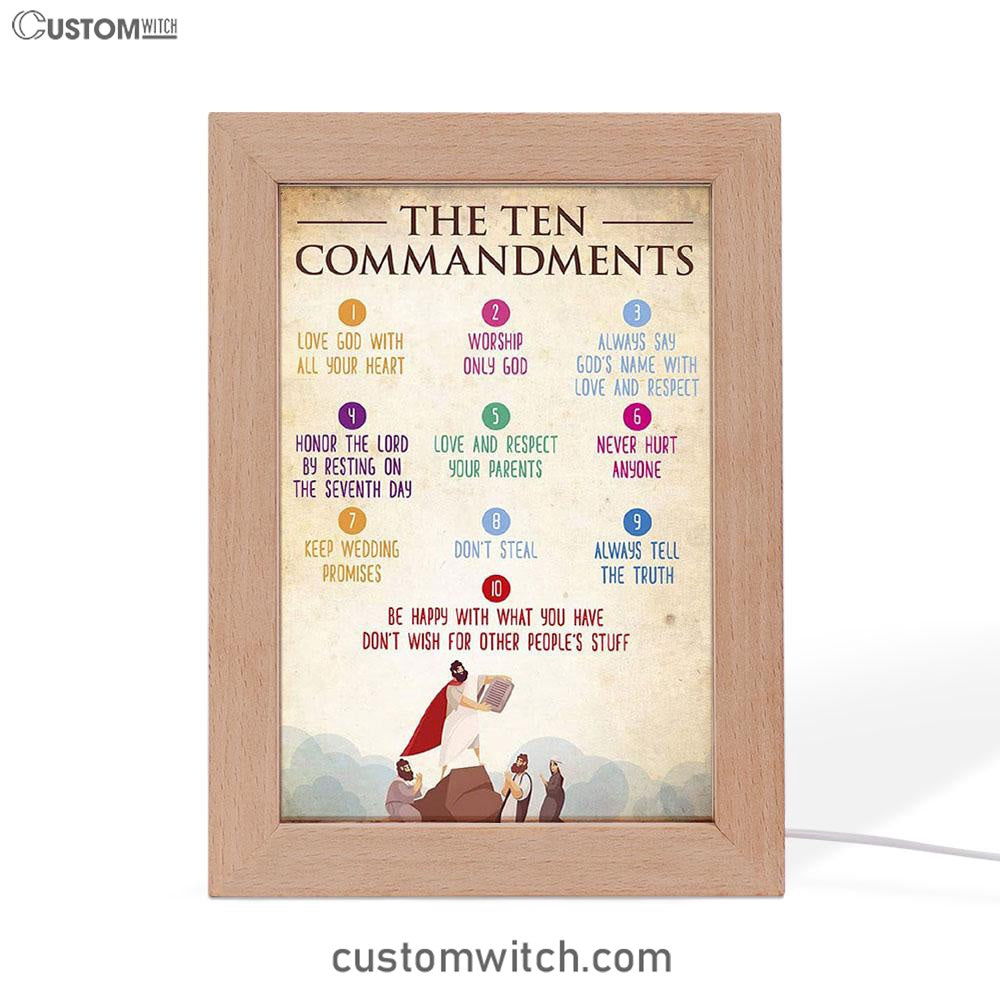 The Ten Commandment Frame Lamp Art - Christian Night Light Decor