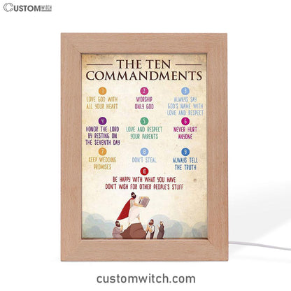 The Ten Commandment Frame Lamp Art - Christian Night Light Decor