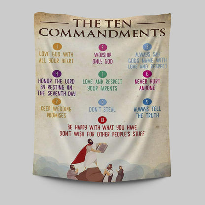 The Ten Commandment Tapestry Wall Art - Christian Tapestries Wall Art Decor