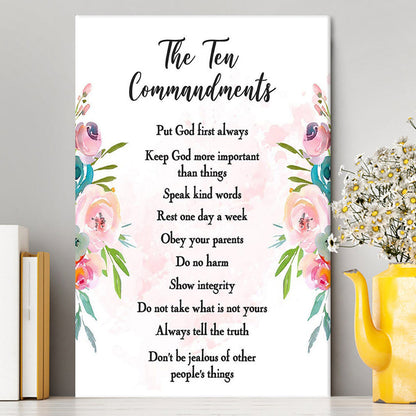 The Ten Commandments Canvas Prints For Classroom Church Sunday School Or Homeschool