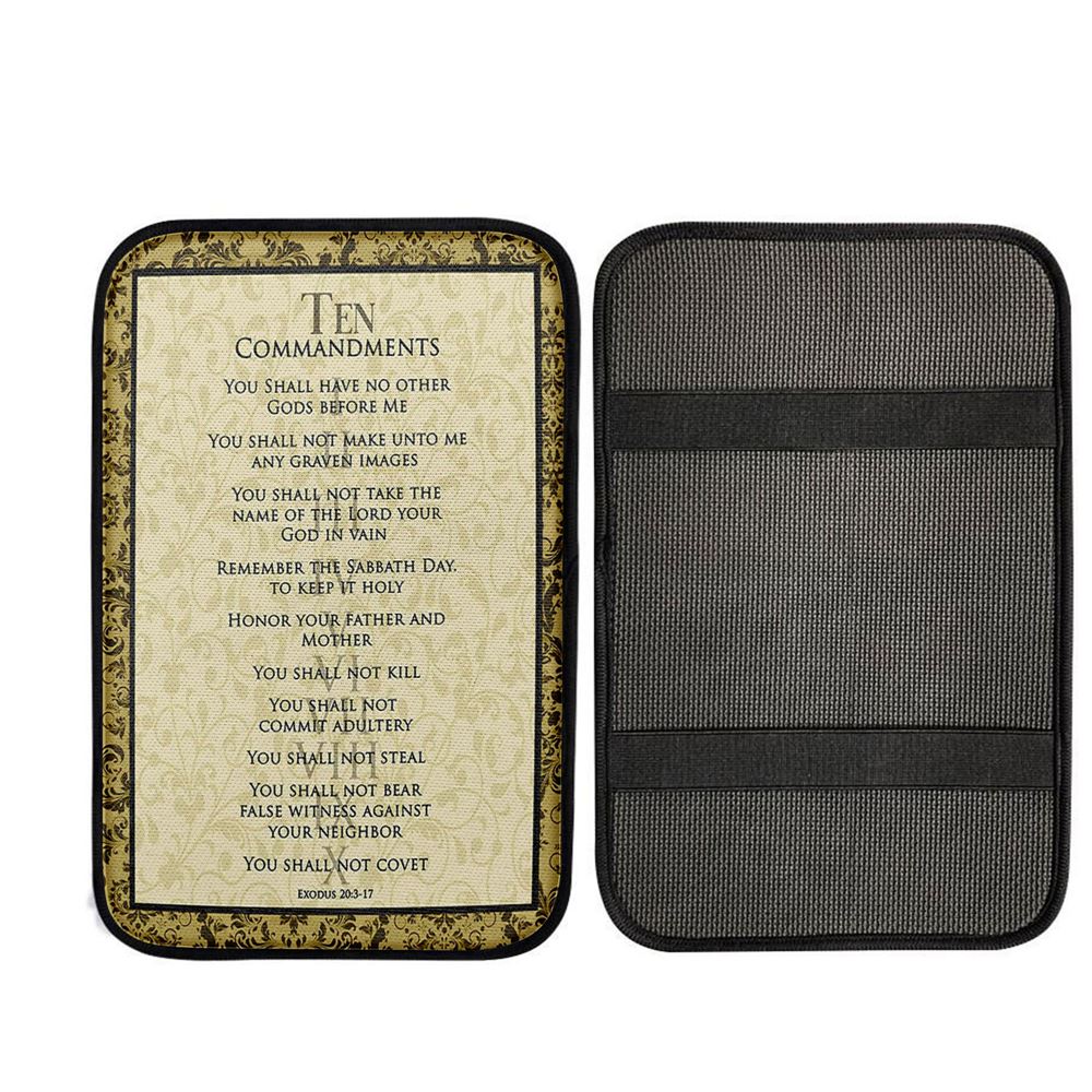 The Ten Commandments Car Center Console Cover, Bible Verse Car Interior Accessories