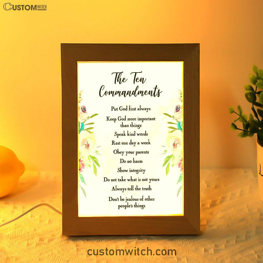 The Ten Commandments Frame Lamp Art - Girls Decor, Kids Bedroom Decor, Kids Art - Gift For Girls Room, Nursery