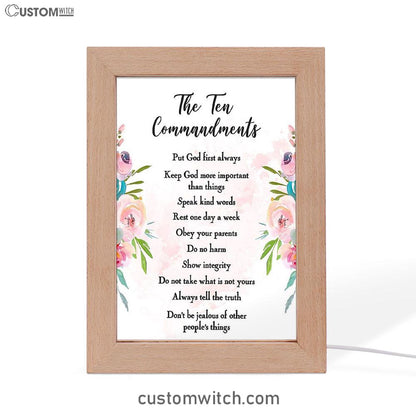 The Ten Commandments Frame Lamp Art - Girls Decor, Kids Bedroom Decor, Kids Art - Gift For Girls Room, Nursery