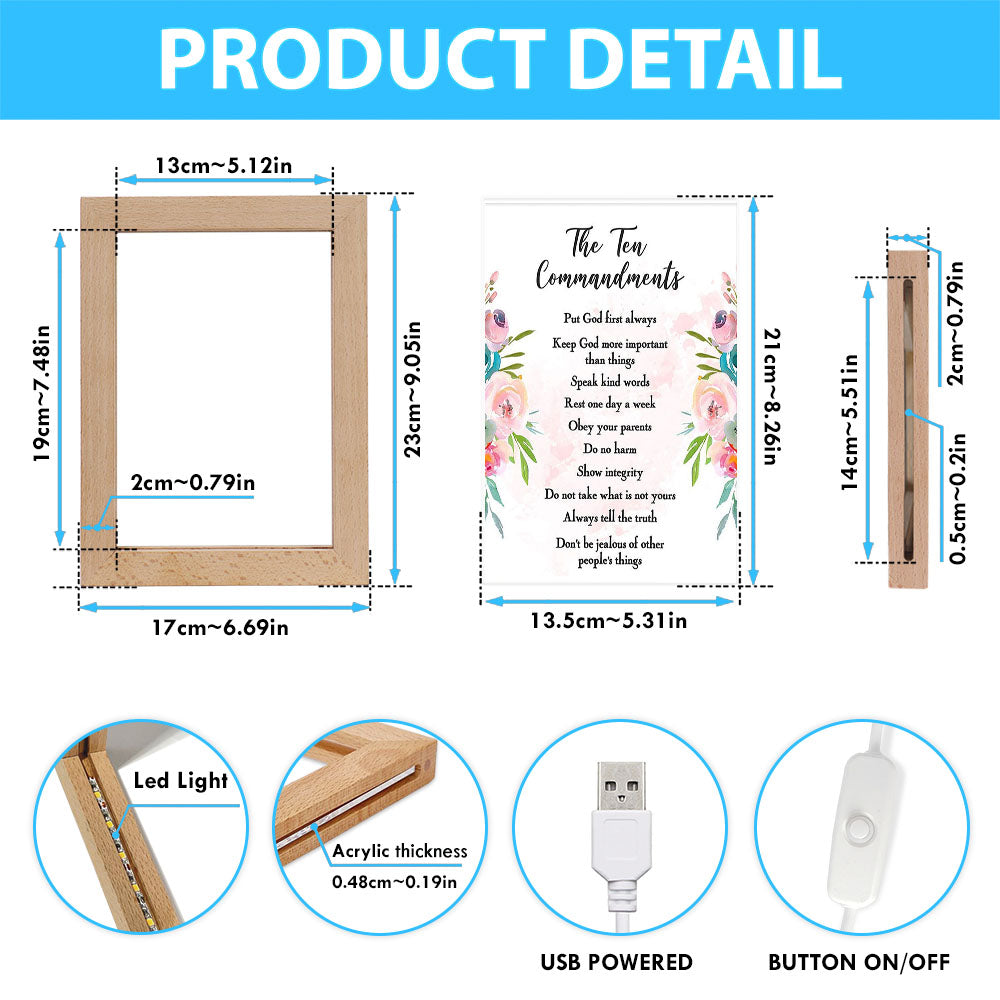 The Ten Commandments Frame Lamp Prints For Classroom Church Sunday School Or Homeschool
