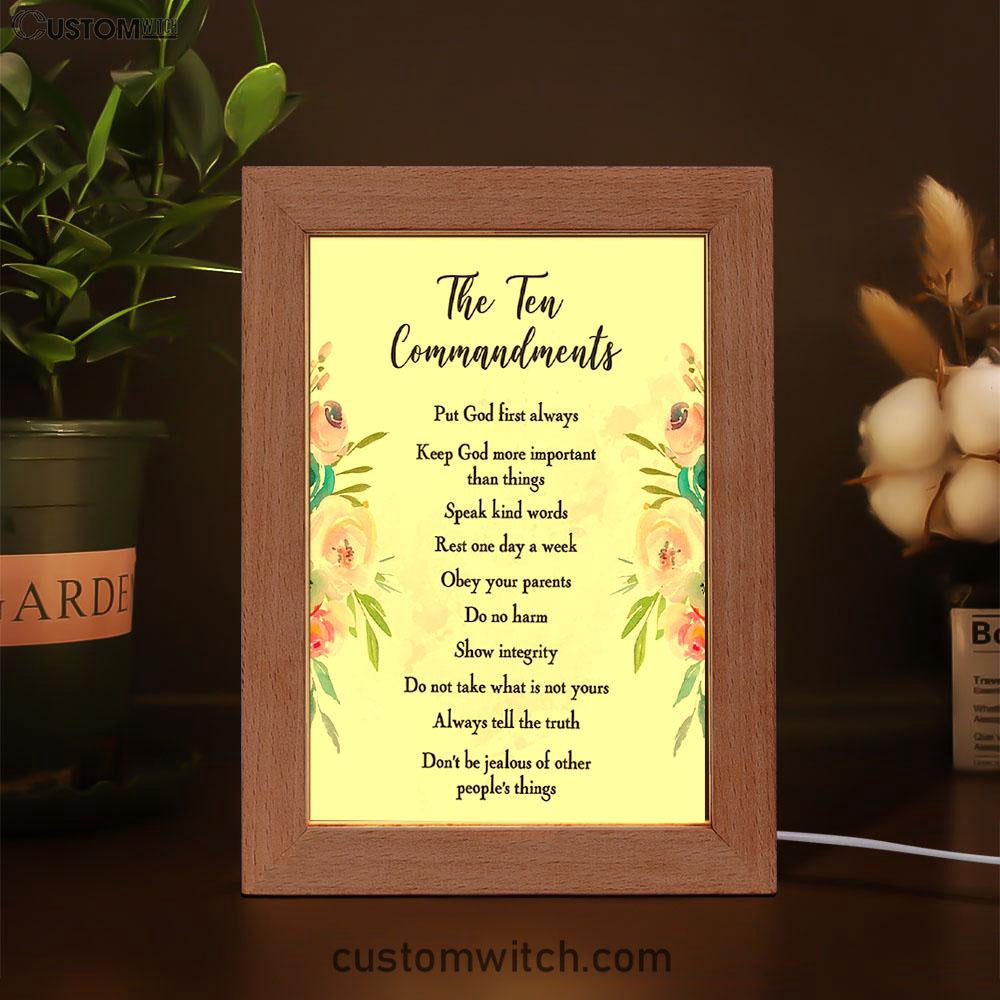 The Ten Commandments Frame Lamp Prints For Classroom Church Sunday School Or Homeschool
