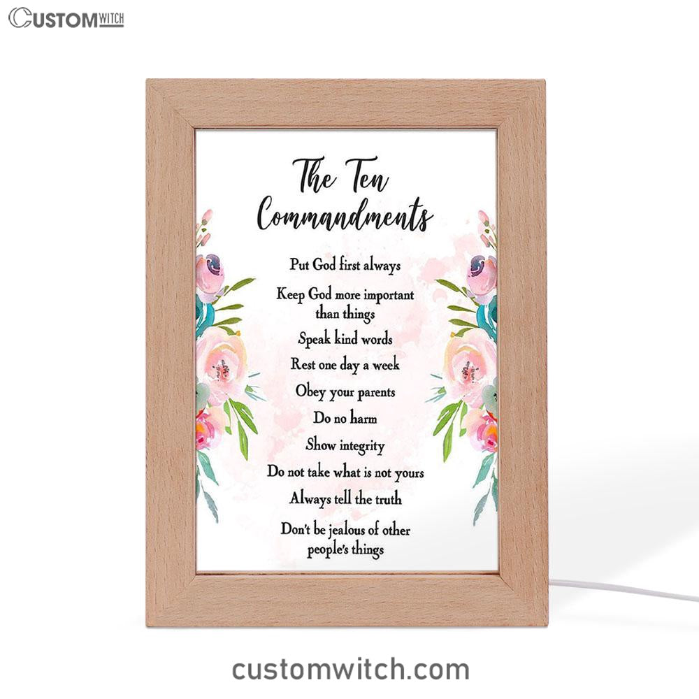 The Ten Commandments Frame Lamp Prints For Classroom Church Sunday School Or Homeschool