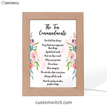The Ten Commandments Frame Lamp Prints For Classroom Church Sunday School Or Homeschool