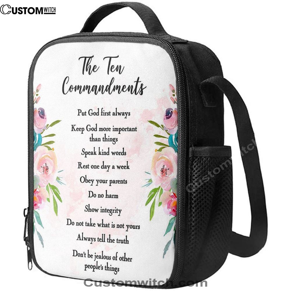 The Ten Commandments Lunch Bag For Men And Women For Classroom Church Sunday School Or Homeschool, Spiritual Christian Lunch Box For School, Work
